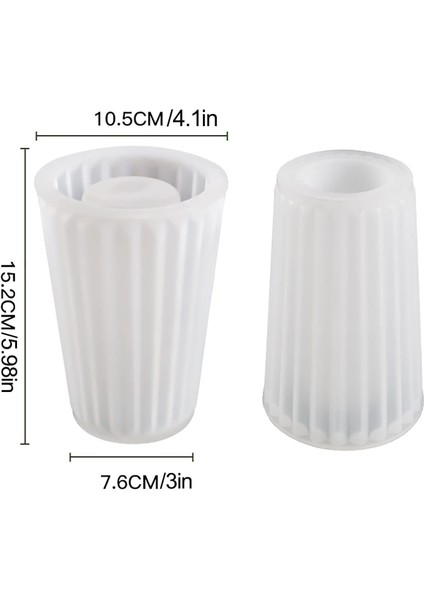 Epoksi Silikon Kalıp Çizgili Geniş Vazo Kalıbı Beton Taş Tozu Vazo Mum Kalıbı 10.5X15.2 cm modelleri