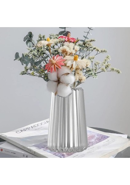 Epoksi Silikon Kalıp Çizgili Geniş Vazo Kalıbı Beton Taş Tozu Vazo Mum Kalıbı 10.5X15.2 cm indirimleri