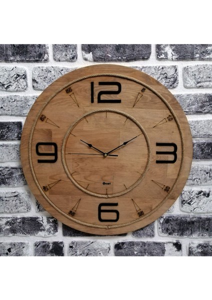 Ahşap yuvarlak duvar saati, antik stil, beyaz renk, 55 cm