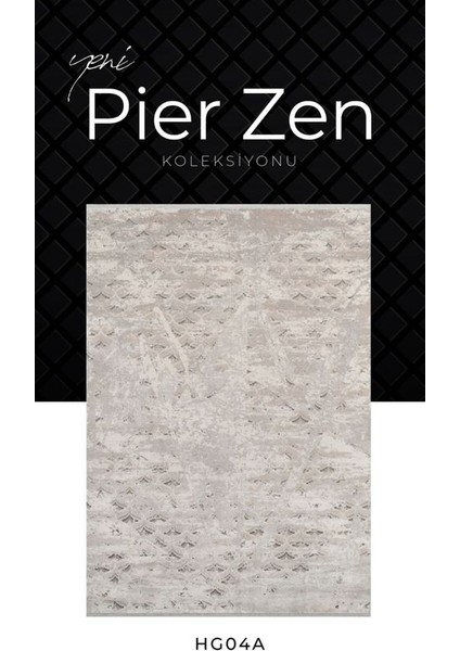 Pier Zen HG04A Krem Gri Viskon Akrilik Yumuşak Leke Tutmaz Silinebilir Halı