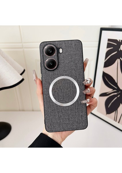Poco X7 Pro Manyetik Emme Bez Deseni Pu Cep Telefonu Kılıfı (Yurt Dışından)