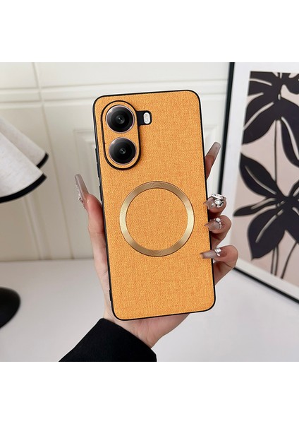 Poco X7 Pro Manyetik Emme Bez Deseni Pu Cep Telefonu Kılıfı (Yurt Dışından)