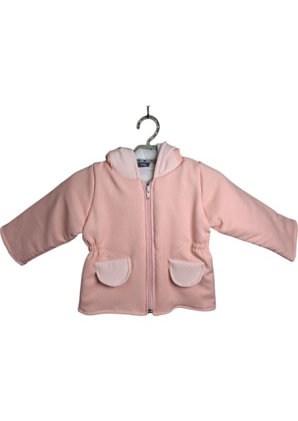 Kız Çocuk Bebe Yavruağzı Renk Beli Büzgüllü Lastikli Tavşan Kulak Kapşonlu Mont indirimleri