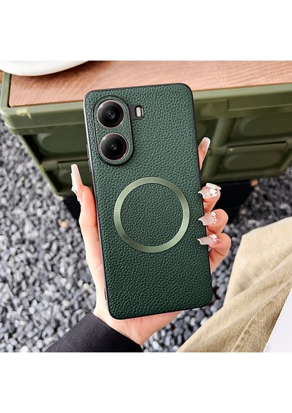 Poco X7 Pro Manyetik Emme Lychee Deseni Pu Cep Telefonu Kılıfı (Yurt Dışından)