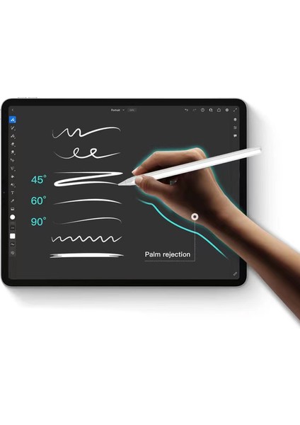 Apple iPad Pro 12.9 Inc 6. Nesil (2022) Uyumlu Manyetik Şarjlı Avuç Içi Red ve Eğim Özellikli Çizim Kalemi A2436 A2437 A2764 indirimleri