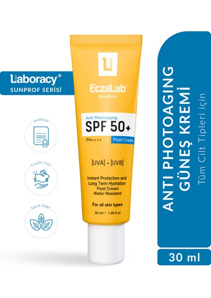 Sunprof Anti-photogaging Fluid Cream Spf 50+| Cilt Onarıcı & Mavi Işık Koruyucu Güneş Kremi 50 ml
