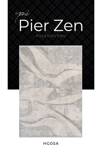 Pier Zen HG05A Krem Gri Viskon Akrilik Yumuşak Leke Tutmaz Silinebilir Halı