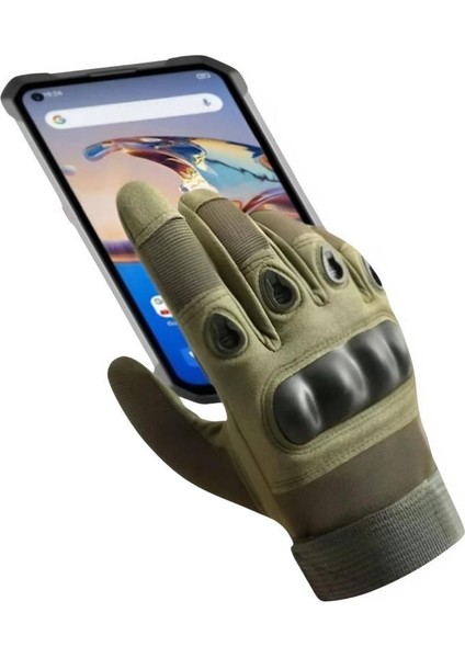 Taktik Dokunmatik Parmak Uçlu Eldiven Haki-2xl