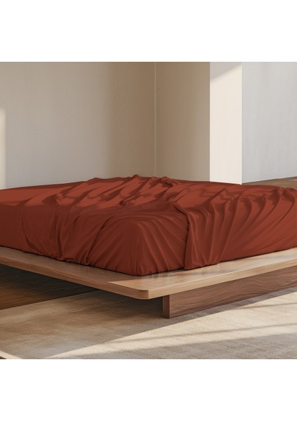 | Purecomfort | Doğal Pamuk Çift Kişilik Düz Çarşaf Seti | 240 x 260 cm | Kiremit