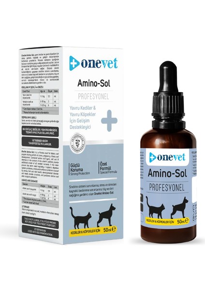 Amino-Sol Professional Kedi Ve Köpekler Için Gelişim Destekleyici Damla 50 ml