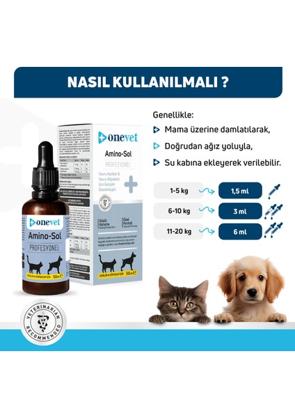 Amino-Sol Professional Kedi Ve Köpekler Için Gelişim Destekleyici Damla 50 ml