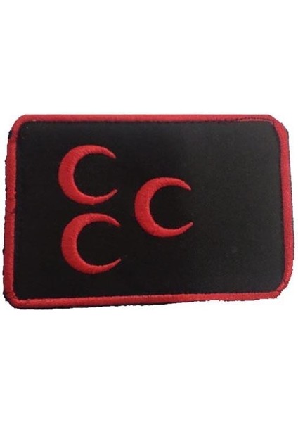 Nakış Patch - Üç Hilal Peç Kırmızı-Siyah