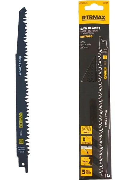 RH17666 Ahşap Hızlı Kesim 240MM Tilki Kuyruğu Testeresi - S1531L 5’li Paket