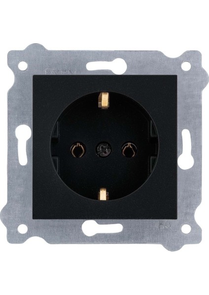 Exen Topraklı Priz Metalik Siyah