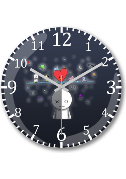 Bts BT21 Army Duvar Saati Bombeli Gercek Cam