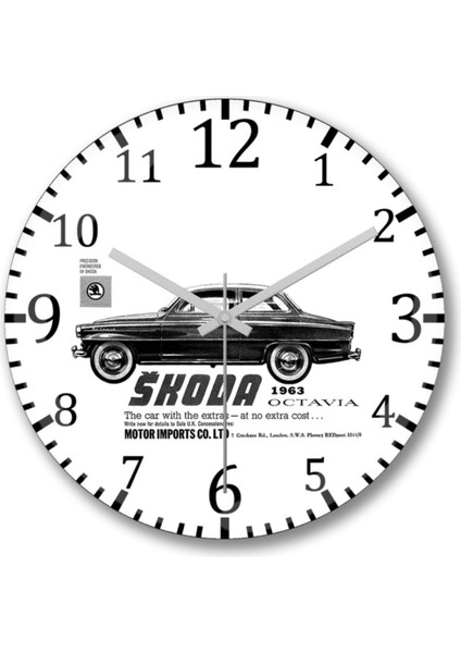 Turuncu Klasik Duvar Saati, Bombeli Gerçek Cam, 30x30 Boyut