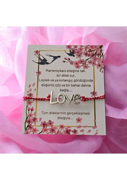 Pirinç Love Yazılı Marteniçka Bileklik(Marteniçka İp Bileklik Hediyeli)