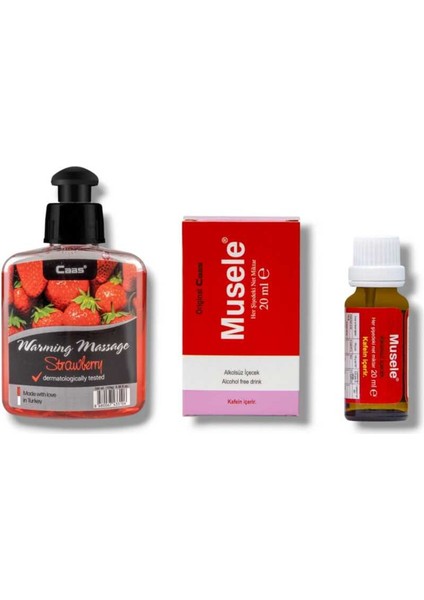 Çilek Aromalı Isıtıcılı Cinsel Masaj Yağı 100 ml + Musele Kadınlara Özel Damla