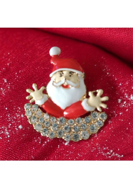 Zirkon Taşlı Noel Baba Broş