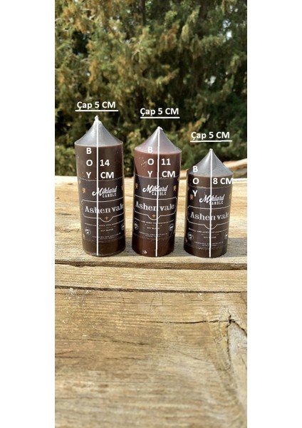 Miklard Silindir Mum 3 Lü Pudra Kokulu Süper Siyah Set Çap 5 cm Boylar 8-11-14 cm