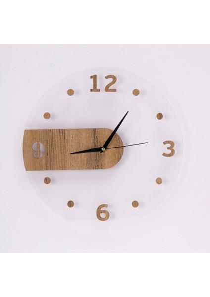 Çok Renkli Geometrik Şeffaf Ahşap-Akrilik Duvar Saati 35x35 modelleri