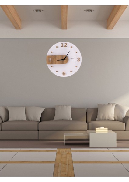 Çok Renkli Geometrik Şeffaf Ahşap-Akrilik Duvar Saati 35x35 fırsatları