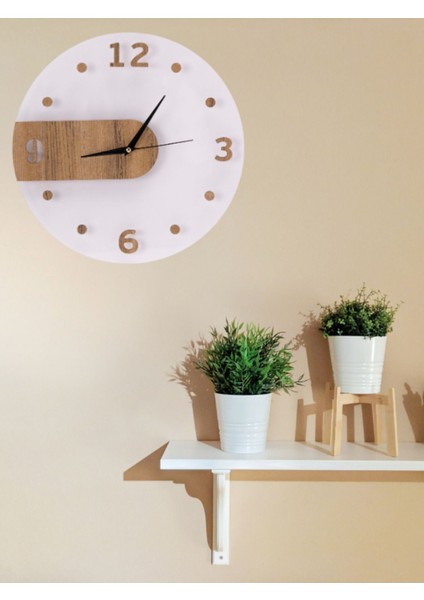 Çok Renkli Geometrik Şeffaf Ahşap-Akrilik Duvar Saati 35x35 indirimleri