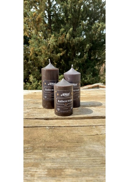 Miklard Silindir Mum 3 Lü Pudra Kokulu Süper Siyah Set Çap 6 cm Boylar 6-9-12 cm