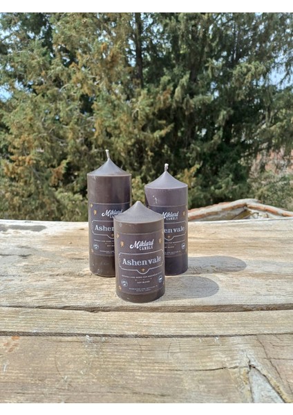 Miklard Silindir Mum 3 Lü Pudra Kokulu Süper Siyah Set Çap 6 cm Boylar 6-9-12 cm