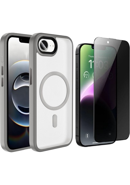Apple iPhone 16E Kılıf Mat Arka Yüzey Wireless Şarj Özellikli Zore Flet Magsafe Kapak + Hayalet Ekran Koruyucu