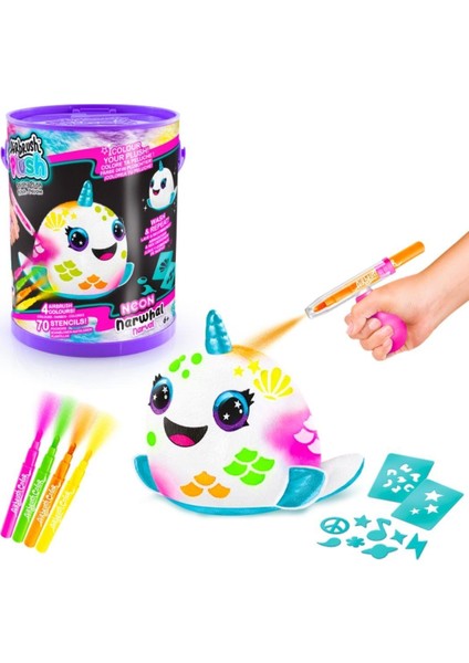 Oyuncak Airbrush Plush Squishy Peluş Neon 55230 Narwhal