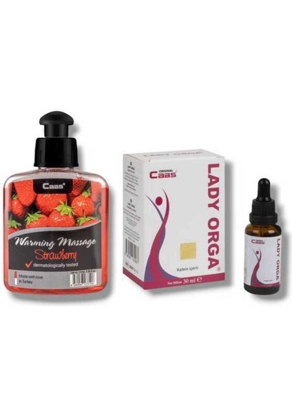 Çilek Aromalı Isıtıcılı Cinsel Masaj Yağı 100 ml + Lady Orga Kadınlara Özel Damla
