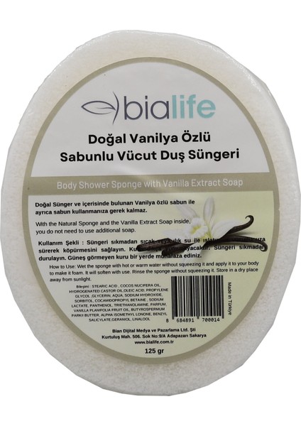 Vanilya Özlü Doğal El Yapımı Sabunlu Vücut Duş Süngeri modelleri