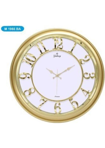 Gold Renkli Dekoratif Duvar Saati 45 Cm, Mat Plastik Tasarım