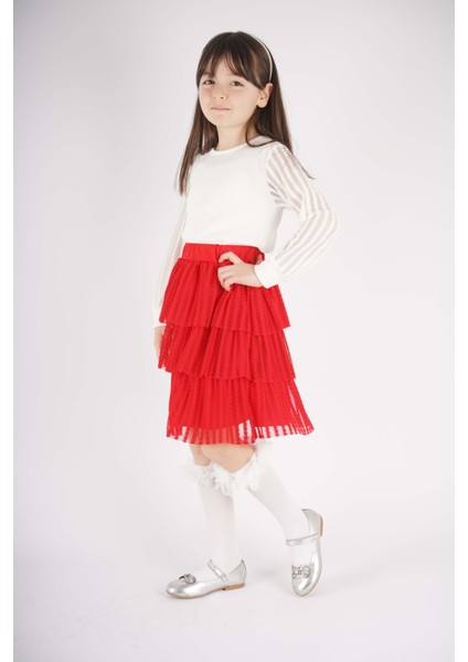 23 Nisan 29 Ekim Konsept Kol Tül Detaylı Kat Kat Tütü Etekli Takım