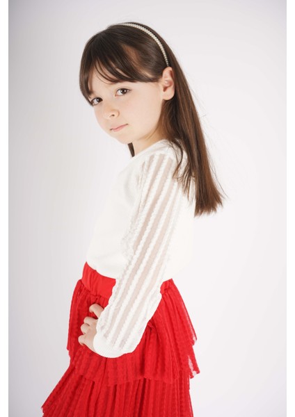 23 Nisan 29 Ekim Konsept Kol Tül Detaylı Kat Kat Tütü Etekli Takım fırsatları