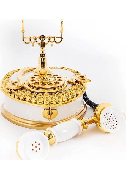 Nostaljik Polyester Telefon Müzik ve Takı Mücevher Kutusu (Beyaz) ( Lisinya )