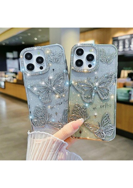 Yuax Apple iPhone 12/12 Pro Uyumlu Kılıf Taşlı Kelebek Figürlü Yumuşak Silikon Case Sarı fiyatları