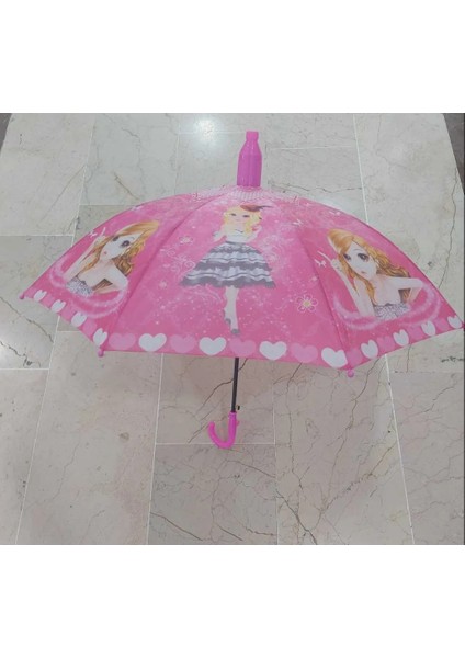 Bardaklı Korumalı Kız Çocuk Pembe Baskılı Şemsiye k Aksesuar 1 Adet indirimleri