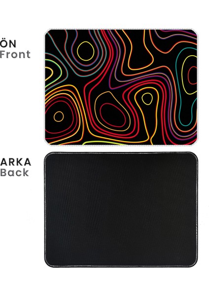 Mouse Pad 40X30 cm Colored Topography Map Ilyuka MP374030 Gaming Oyuncu Dikişli Kenar Pürüzsüz Yüzey Kaymaz Kauçuk Taban