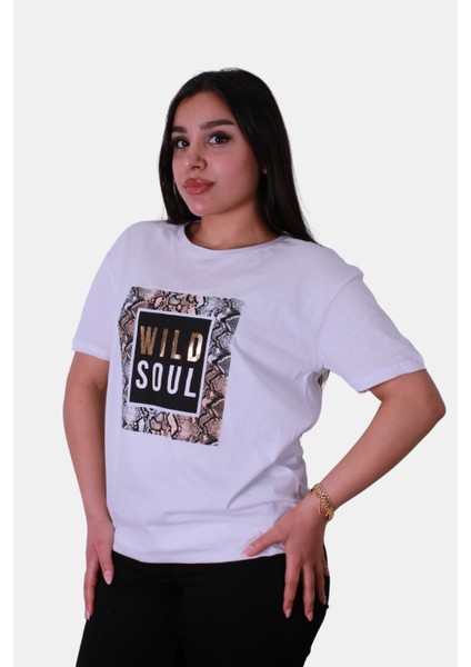 Wıld Soul Baskı Beyaz Kadın T-Shirt fiyatları