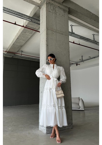 Kadın Uzun Dantel Detaylı Tasarım Elbise NBMS42110 fiyatları