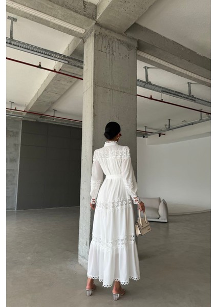 Kadın Uzun Dantel Detaylı Tasarım Elbise NBMS42110 modelleri