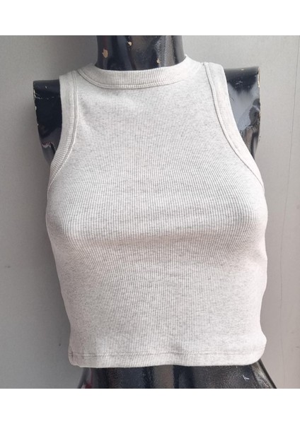 Kadın Fitilli Halter Yaka Crop Atlet