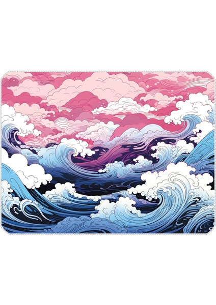Mouse Pad 40X30 cm Japanese Waves Ilyuka MP454030 Gaming Oyuncu Dikişli Kenar Pürüzsüz Yüzey Kaymaz Kauçuk Taban modelleri
