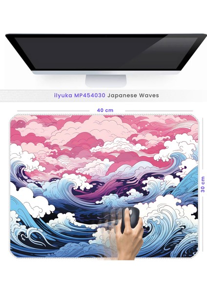 Mouse Pad 40X30 cm Japanese Waves Ilyuka MP454030 Gaming Oyuncu Dikişli Kenar Pürüzsüz Yüzey Kaymaz Kauçuk Taban indirimleri