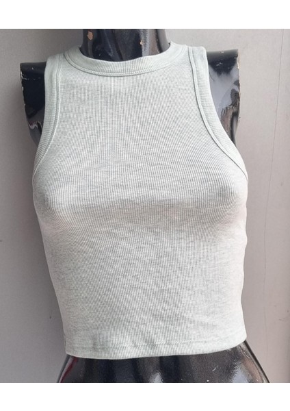 Kadın Fitilli Halter Yaka Crop Atlet