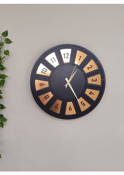 Modern altın renkli 30x30 cm MDF yaldız duvar saati modelleri