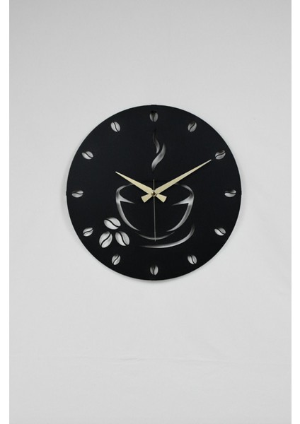 Modern siyah metal duvar saati, sessiz mekanizmalı, 40x40 cm, şık tasarım modelleri