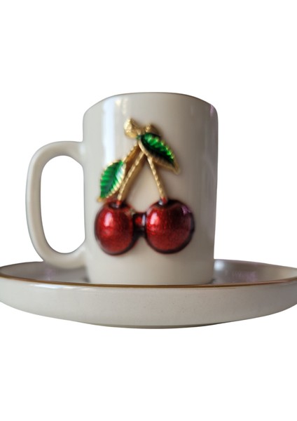 2'li Kahve Fincanı (Kiraz Dekorlu) Premium Seri fiyatları